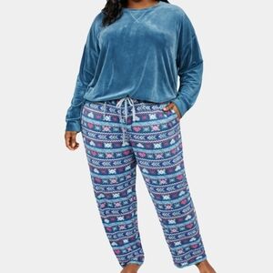 The Original Muk Luks 2 Piece Velour Pajama Set Size 1X